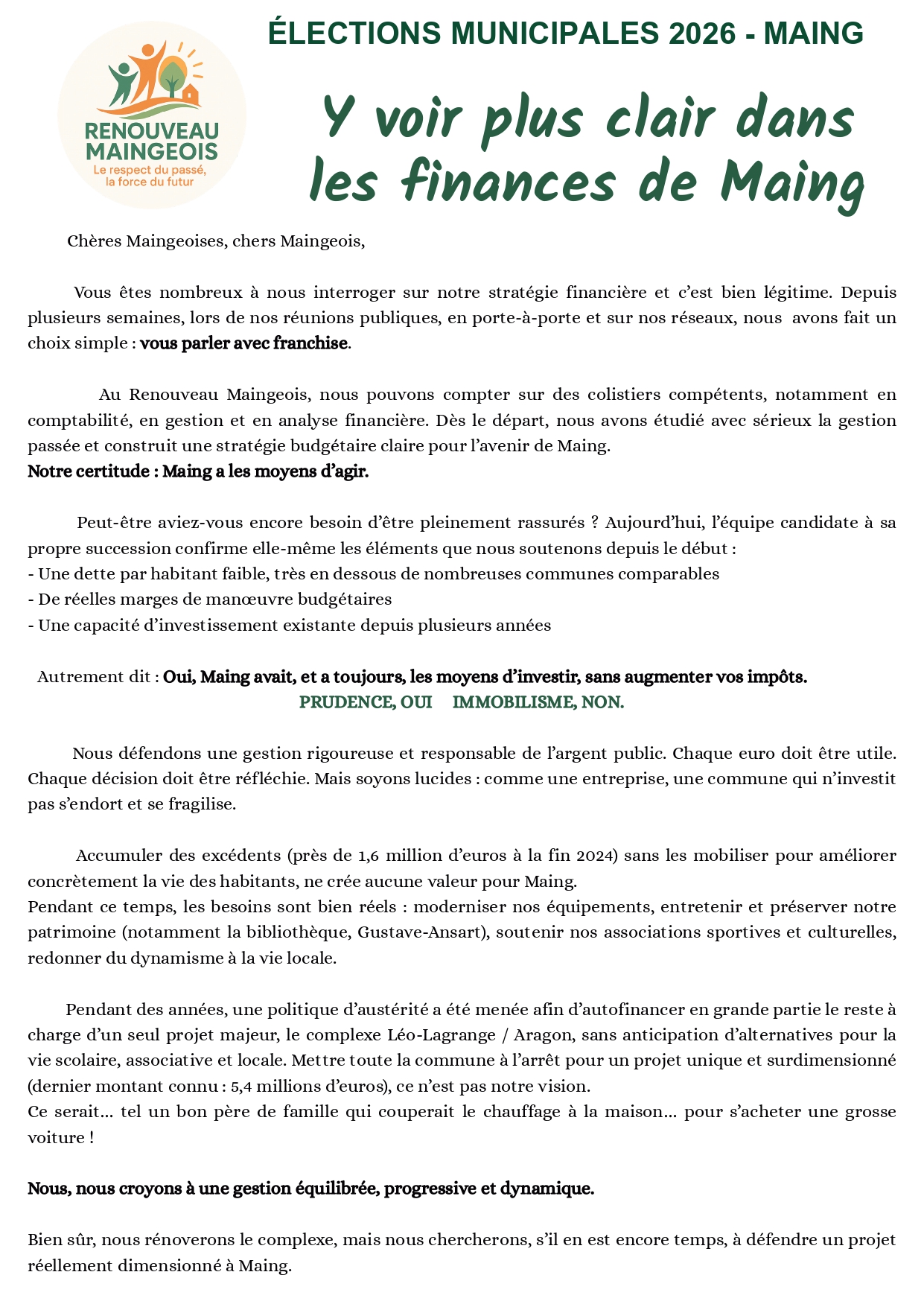 Renouveau Maingeois pour Maing 2026